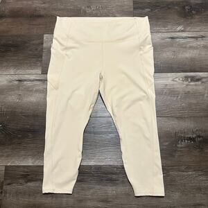 Fabletics PureLuxe High Rise Crop Leggings 4X Beige Side Pocket Yoga
